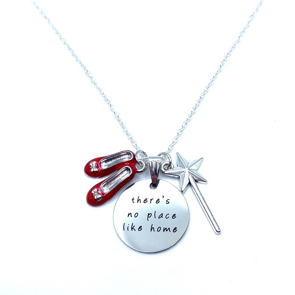 There’s No Place Like Home Necklace Wizard Of Oz Ruby Slippers - Picture 2 of 4